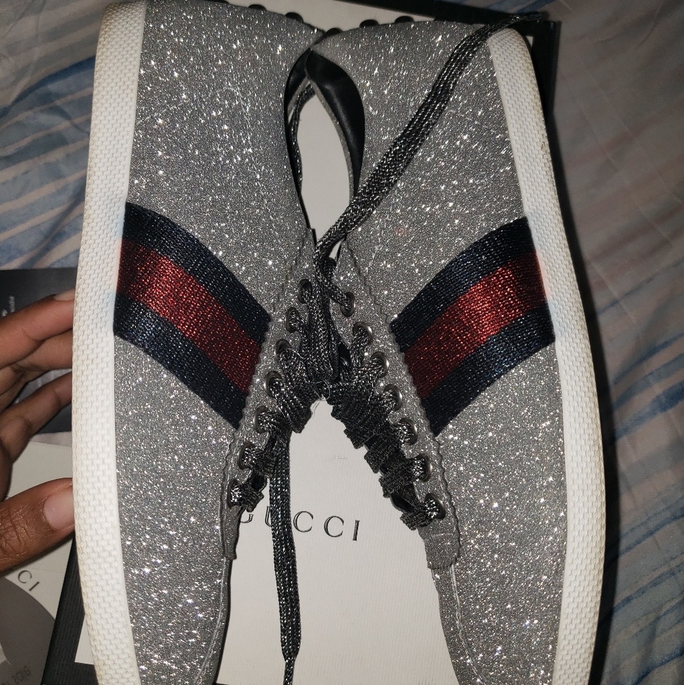 Size 38 Gucci Glitter Web sneakers
